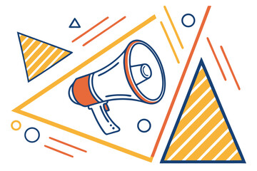 Megaphone and Geometric Shapes Illustration speaker