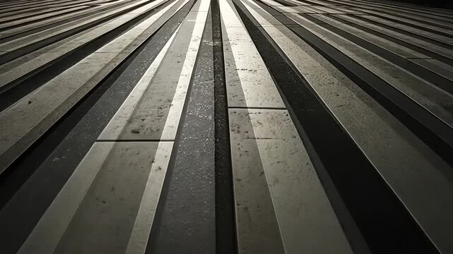 Abstract rhythmic parallel lines in monochrome, a stark visual narrative of light and shadow
