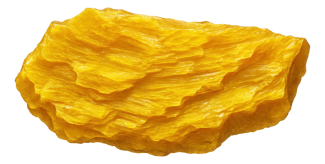 Orpiment with bright yellow color and layered, foliated texture