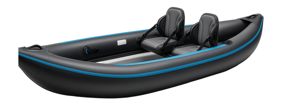Two-seat inflatable kayak with a transparent bottom for aquatic observation