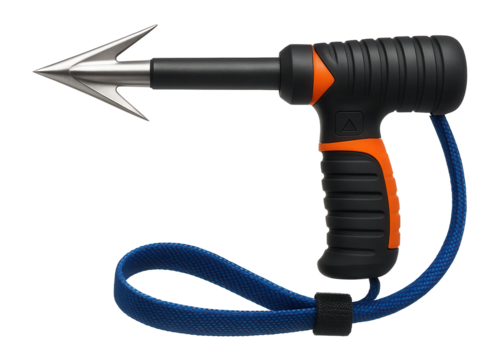 Compact hand-held harpoon with barbed tip for shallow water catch