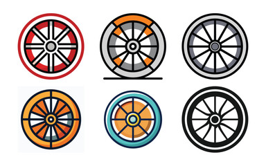 Colorful Wheel Designs Spoke Variations Icons