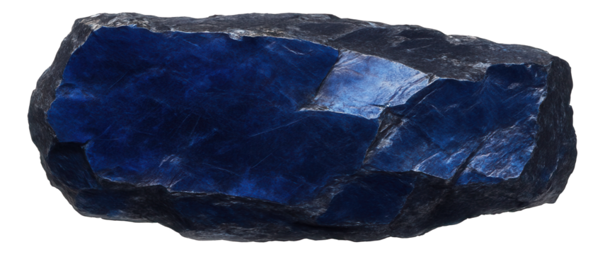 Covellite with deep indigo-blue color and metallic sheen on cleavage planes