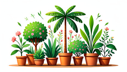 Obraz premium Small houseplant in a white pot, a vibrant flower isolated with green leaves, symbolizing nature's growth and life