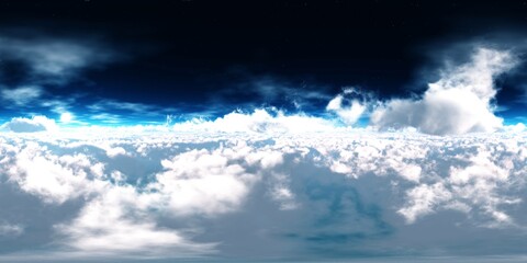 Panorama of clouds, HDRI, environment map , Round panorama, spherical panorama, equidistant projection, panorama 360, flying above the clouds,sky above the clouds, 3D rendering
