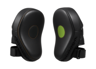 Boxing focus mitts with curved surface and wrist strap for precision training