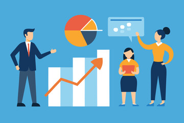 Business professionals presenting data charts and graphs presentation