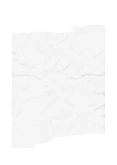 Crumpled paper texture with torn black edges creates an abstract blank space perfect for overlays and graphic design elements, transparent background