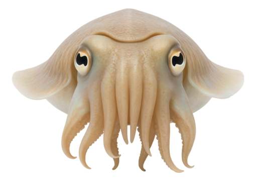 Cuttlefish with broad, flattened body and distinctive W-shaped pupils