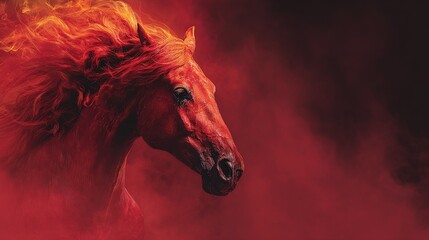 red fiery horse on abstract background, symbol of 2026 year