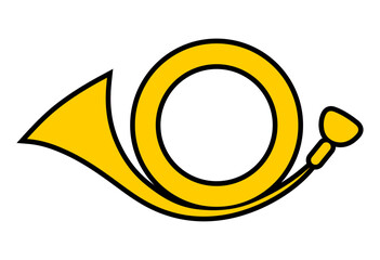 Yellow trumpet over white background