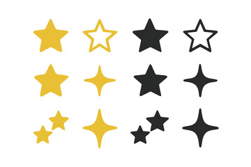 Obraz premium A set of golden and black star vector icons, including a star icon, in modern simple flat style, isolated on a transparent background