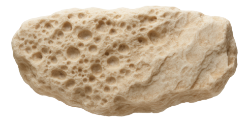 Eroded dolomite piece with pitted surface and light tan coloration