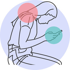 Young Man with Bad Posture Is Using Cell Phone