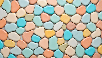 A vibrant, close-up pattern of many colorful candy-like eye shadow palettes