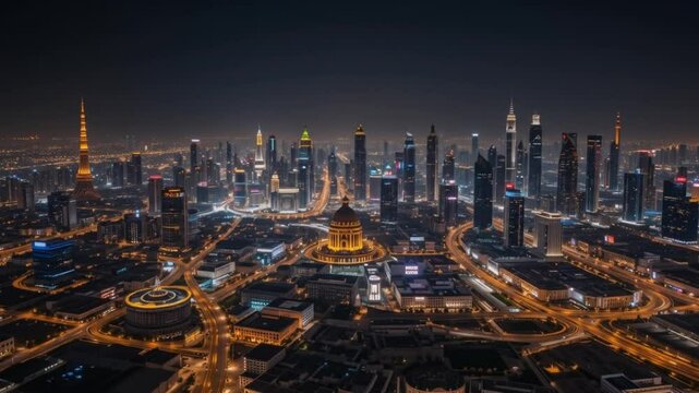 Dubai City Skyline At Night