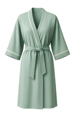 Lightweight bamboo wrap robe in soft mint with contrasting piping