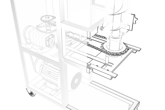machine outline drawing, gears, chain, industrial clip art preview