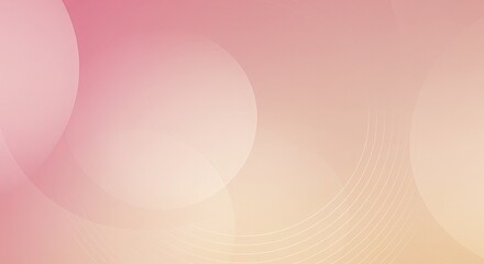 Obraz premium Abstract background featuring overlapping circles in shades of pink and light orange with subtle curved lines adding depth