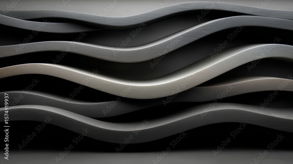 Poster the image is a series of black and white lines that form a wave-like pattern. the lines are thick an