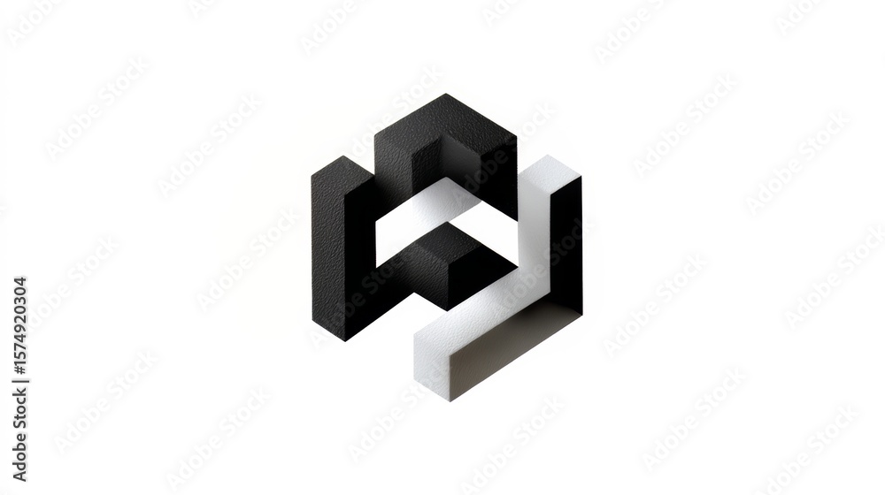 Aufkleber cube made of black and white blocks, with a white square on top of it. the cube is positioned in a w