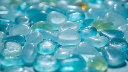 Glossy Sea Glass Texture with Vibrant Turquoise Blue Polished Design