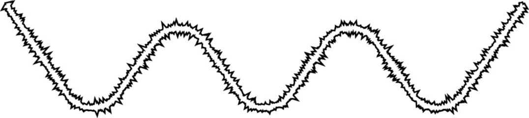 A smooth yet sharp-edged line formed by flowing curves, creating a dynamic wavy path.