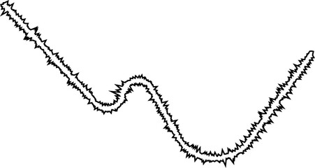 Curved lines creating a fluid abstract wave shape with sharp edges and irregular, dynamic movement.