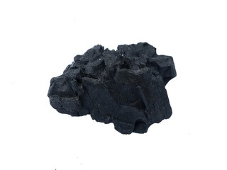 Natural wood charcoal is traditional charcoal made using hardwood isolated on a white background....