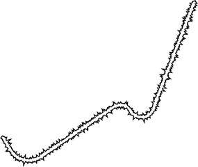 Abstract zigzag pattern with sharp, angular curves and protrusions creating a rough and uneven outline.