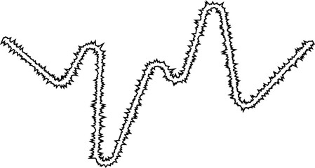 A series of broken sharp curved lines, creating gaps and interruptions within the stroke.