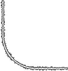 A rounded, curved shape outlined with sharp protrusions, creating a fluid but angular design.