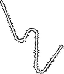 A curved path with sharp, distorted edges that create irregular, uneven shapes and transitions.