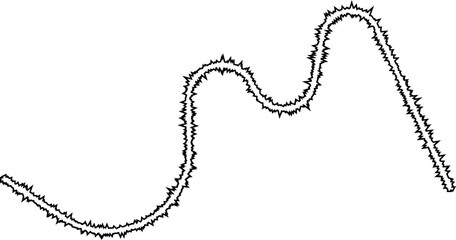 A path formed by random curved lines with sharp edges and unpredictable shifts, creating a freeform structure.