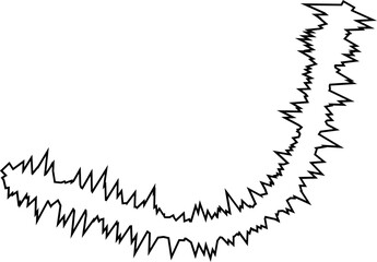 Curved lines forming a serpentine trail with sharp edges and fluid movement, creating a winding, dynamic path.
