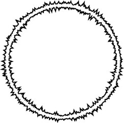 A simple circle shape formed by smooth curved lines with sharp protrusions at regular intervals along the outline.