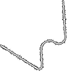 A series of sharp, spiky strokes forming a dynamic, uneven line with jagged transitions.