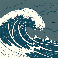 Hand drawn marine stormy weather