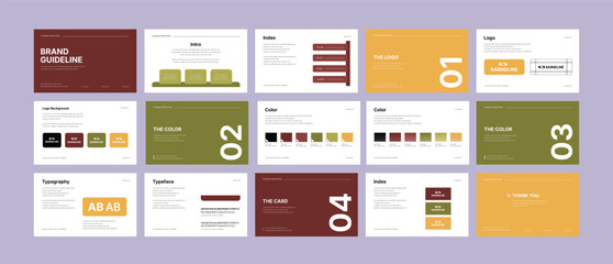 Professional Brand identity design template. Complete Brand Guidelines layout, Modern Brand manual Guidelines Presentation, premium brand strategy design.