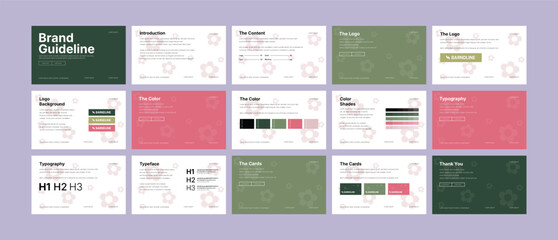 Complete Brand Guidelines layout, Modern Brand manual Guidelines Presentation, premium brand strategy design.