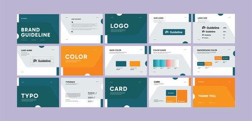 Professional Brand identity design template. Complete Brand Guidelines layout, Modern Brand manual Guidelines Presentation, premium brand strategy design. Logo guideline book