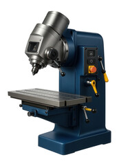 Fototapeta premium Vertical milling machine with a tilting head and a large working table for complex angle cuts in a custom metal fabrication shop