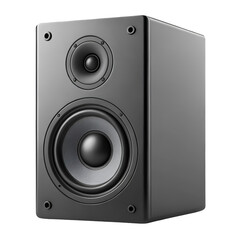 Obraz premium Generic audio speaker isolated on transparent background with clean design and black mesh cover