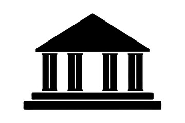 Government building courthouse bank finance institution silhouette vector illustration