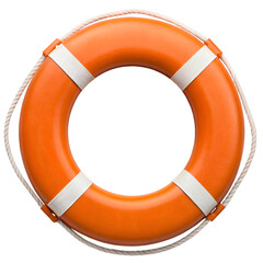 Life buoy isolated on transparent background with red and white pattern and circular safety design
