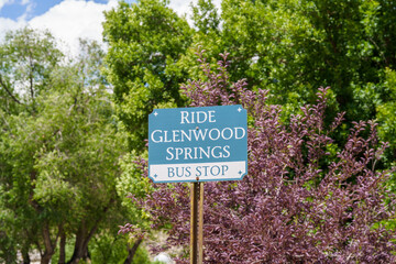 Sign for a Glenwood Springs Colorado bus stop