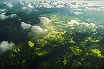 Fototapeta premium Aerial view of a tropical Thai island showcasing the blue ocean, green trees, and a vibrant coral reef under a clear summer sky