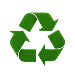 Obraz premium Green textured recycling symbol with three chasing arrows isolated on transparent background