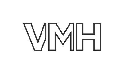Obraz premium VMH logo design template with strong and modern bold text. Initial based vector logotype featuring simple and minimal typography. Trendy company identity.