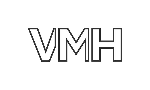 VMH logo design template with strong and modern bold text. Initial based vector logotype featuring simple and minimal typography. Trendy company identity.